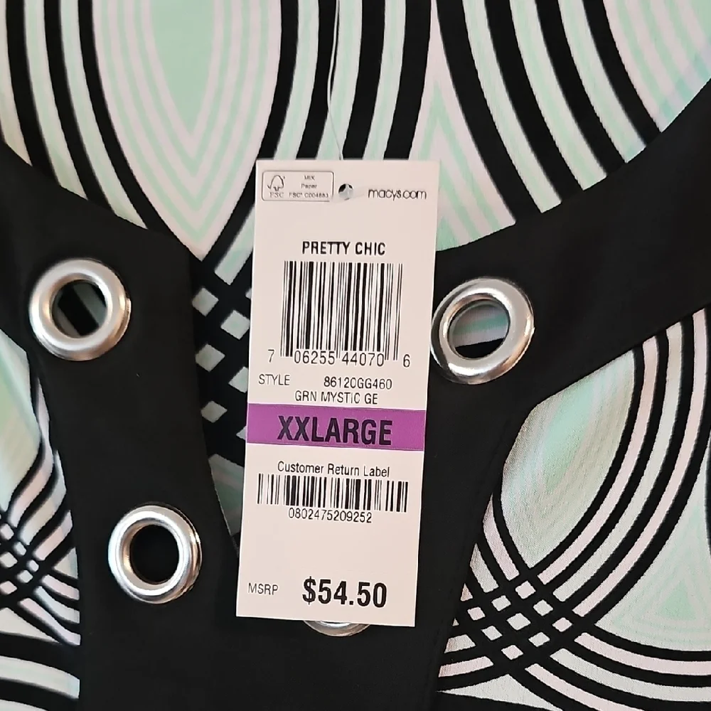 JM Collection Black and White Graphic Tunic Blouse - Picture 4 of 6